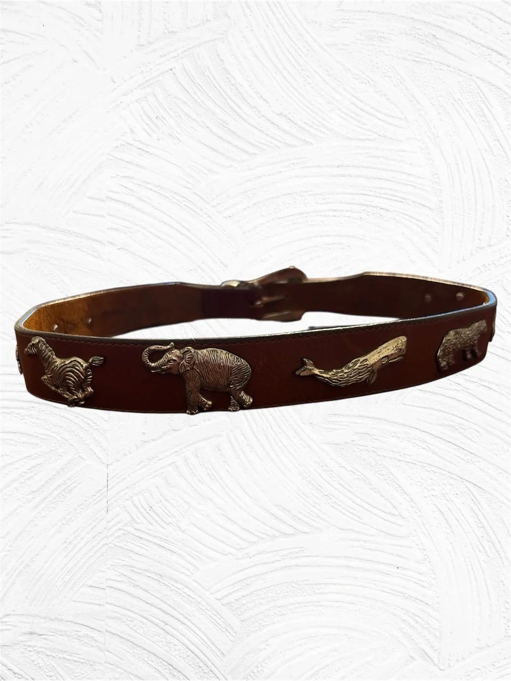 Vintage Honest Leather & Brass Safari Animal Belt